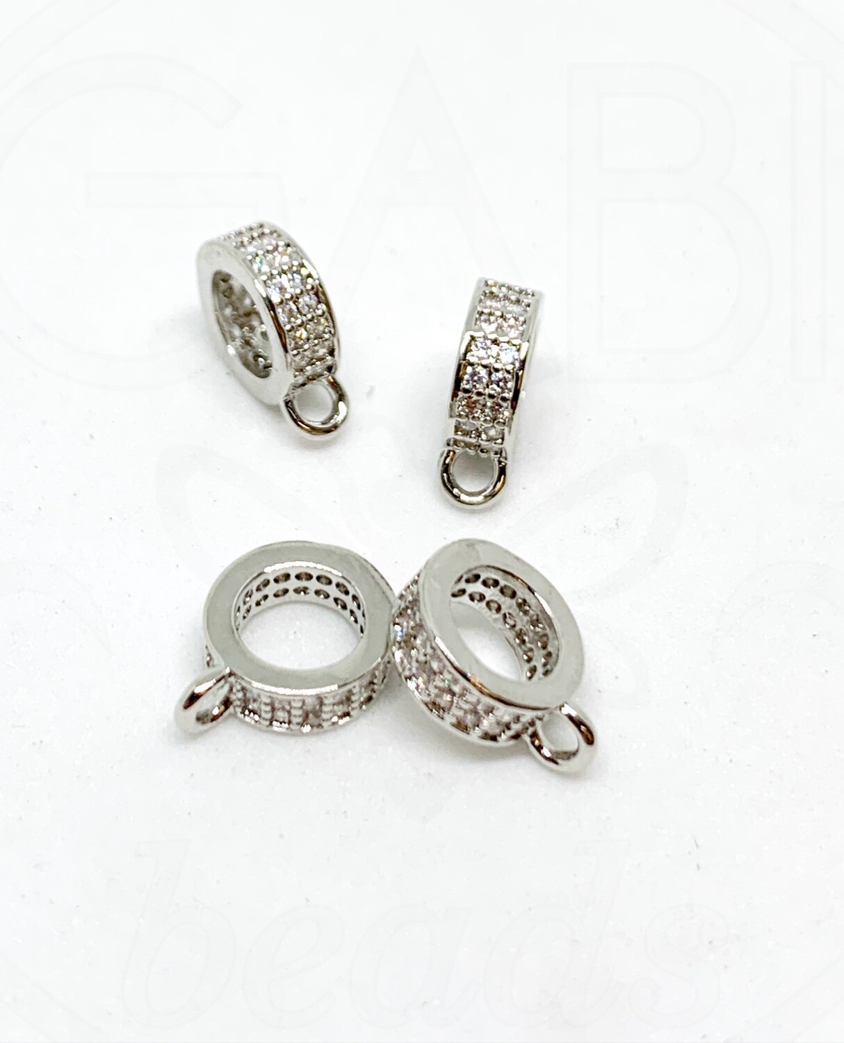 Nerūdijančio plieno intarpas, sidabro spalvos, su cirkonio akutėmis  10x7,5x3mm, 1vnt