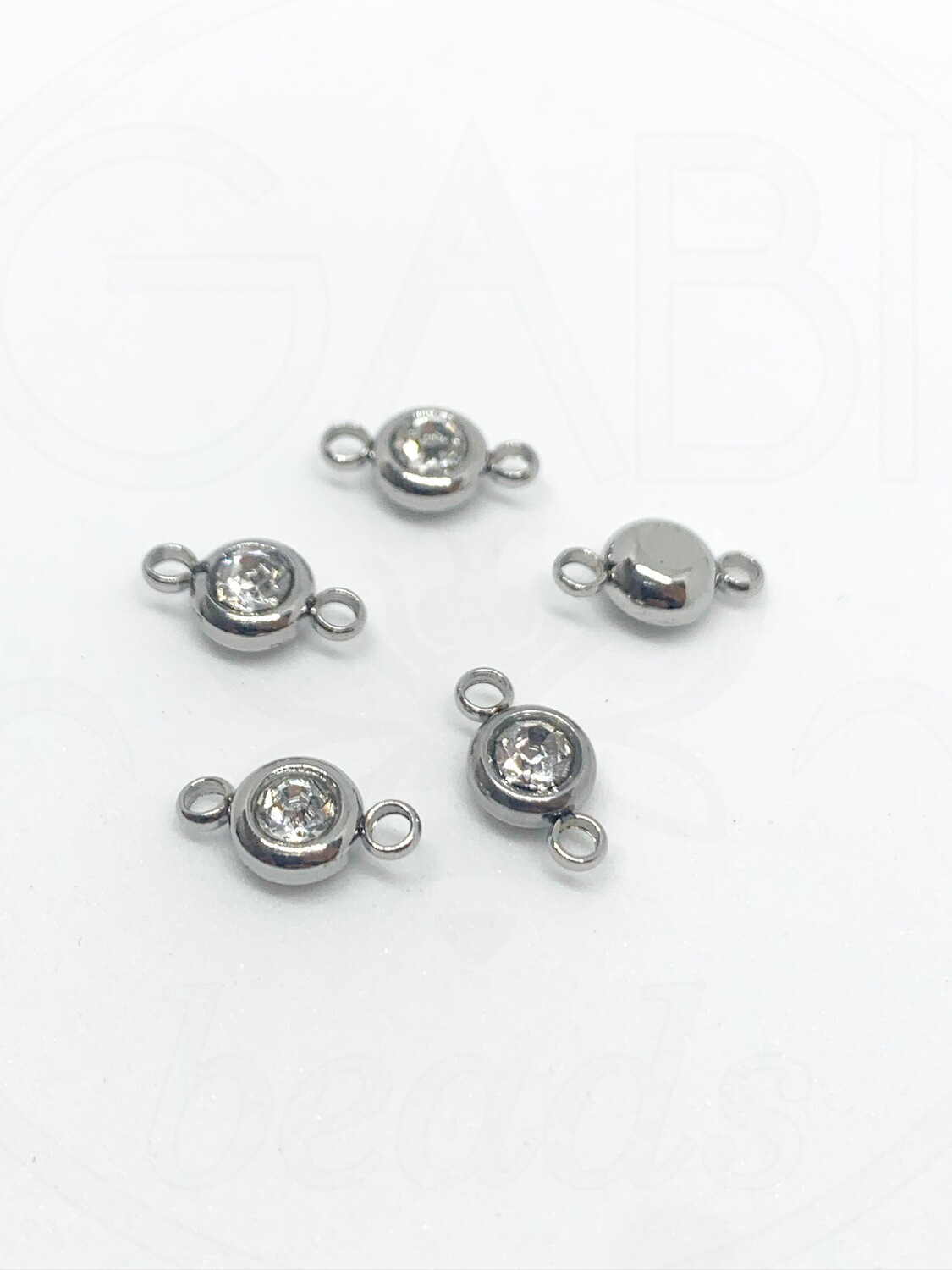 Nerūdijančio plieno pakabukas su stiklo akute, 12x6,5x4 mm, 1 vnt