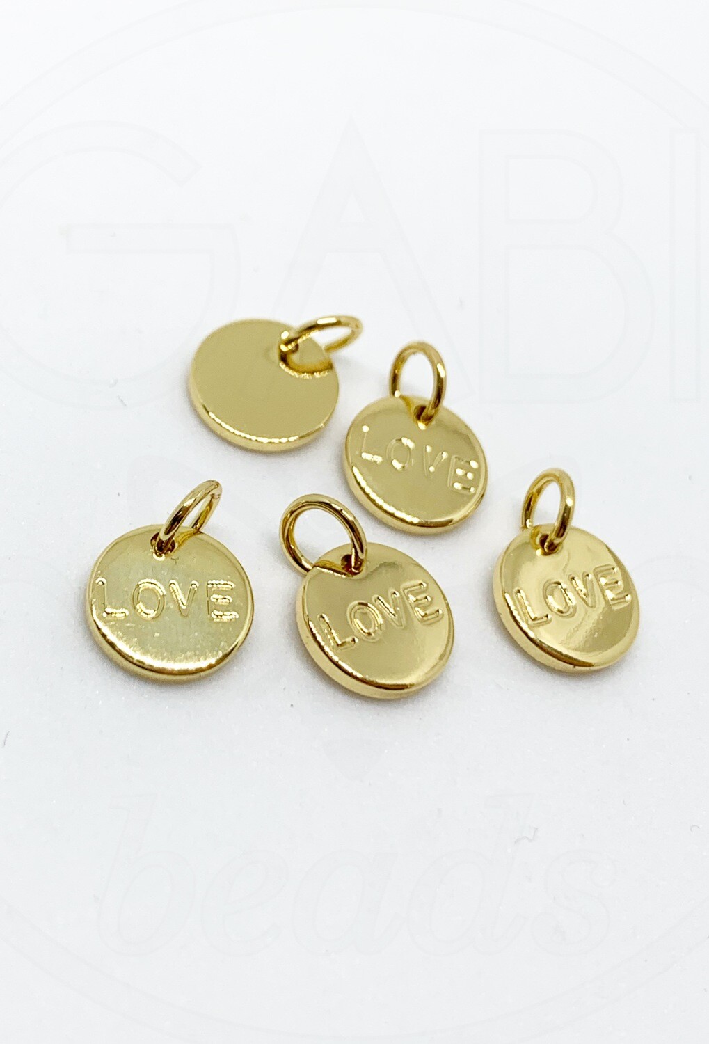 Nerūdijančio plieno pakabukai LOVE, aukso spalvos 8,5x1mm, 2vnt