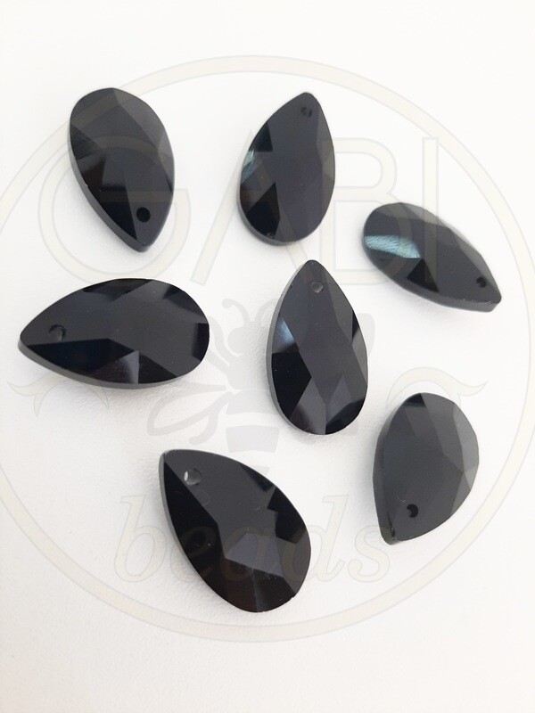 Stiklo pakabukai,  lašo forma, juodos spalvos , 16x9mm 4vnt