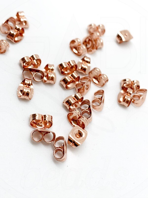 Nerūdijančio plieno auskarų užsegimai, Rose gold spalvos  12vnt
