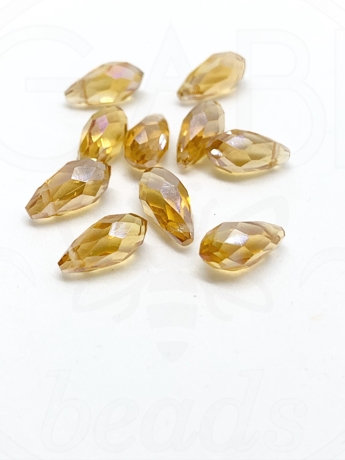 Stiklo pakabukai, rusvos spalvos su AB danga, 12x6mm, 10vnt