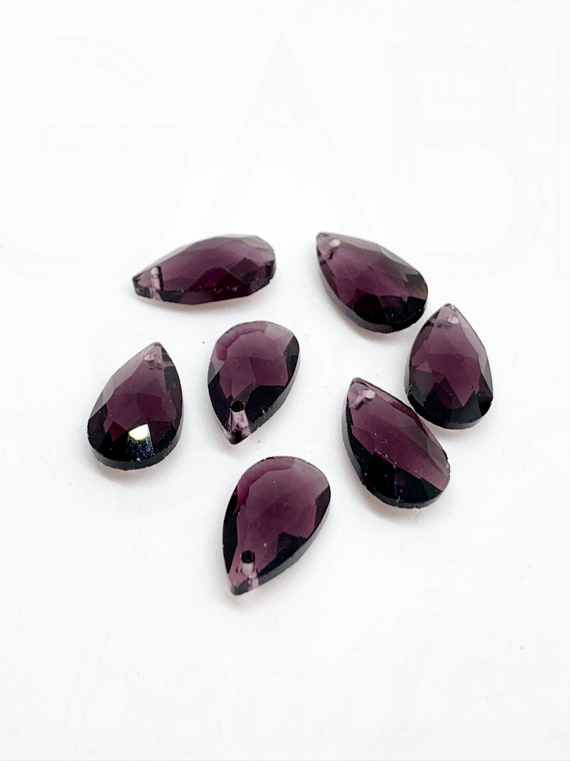 Stiklo pakabukai,  lašo forma, violetinės spalvos , 16x9mm 4vnt
