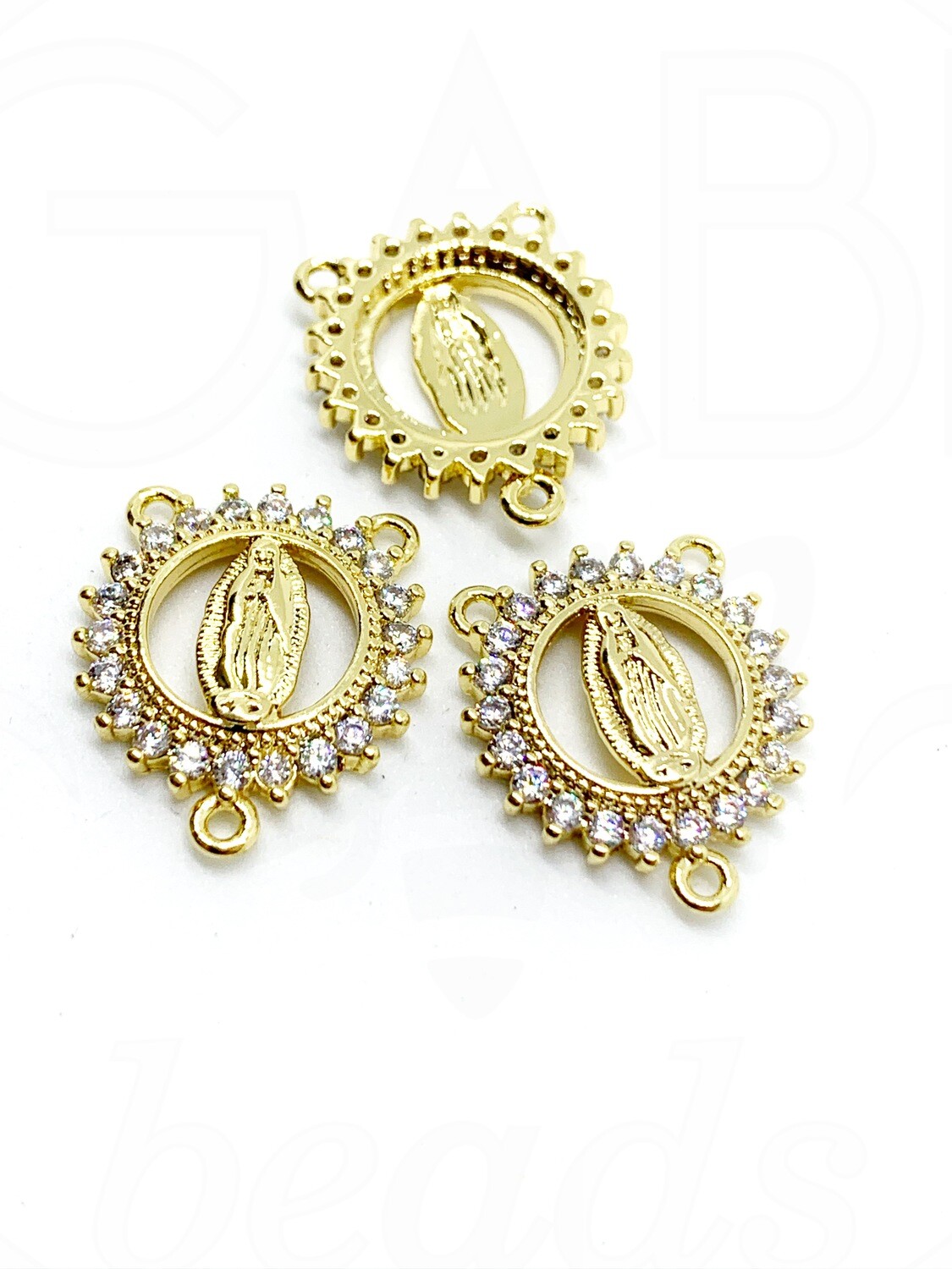 Nerūdijančio plieno pakabukas, aukso/skaidrios spalvos, 19x16x3mm, 1 vnt