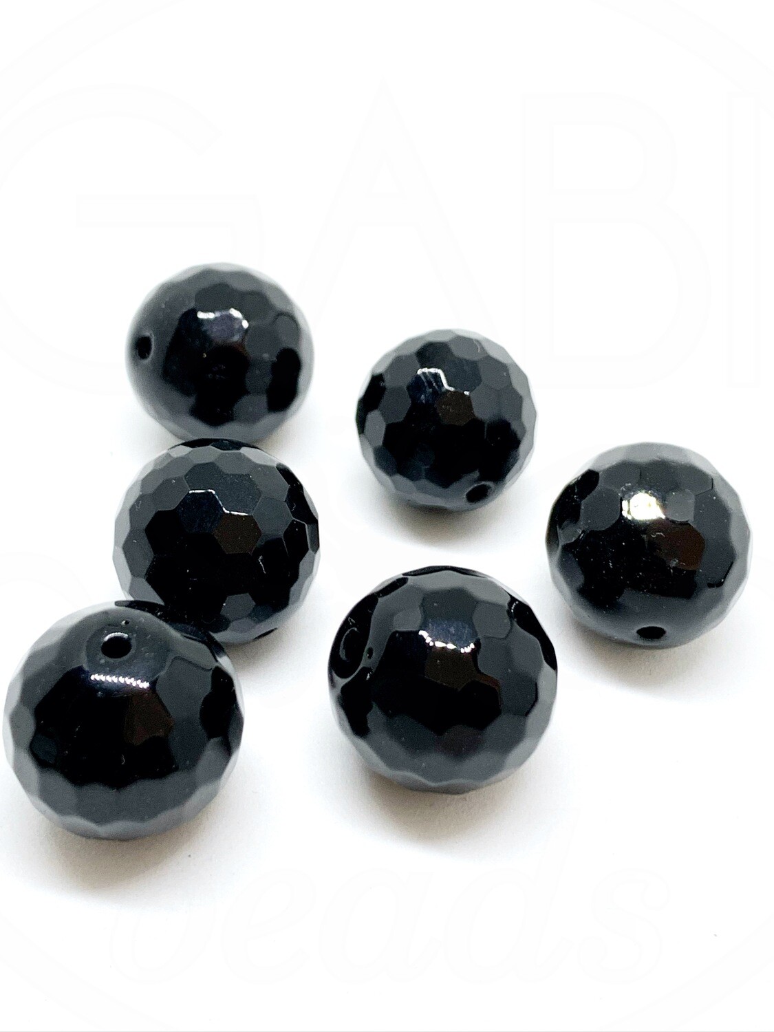 Oniksas, 15mm, juodos spalvos, briaunuotas, 1vnt