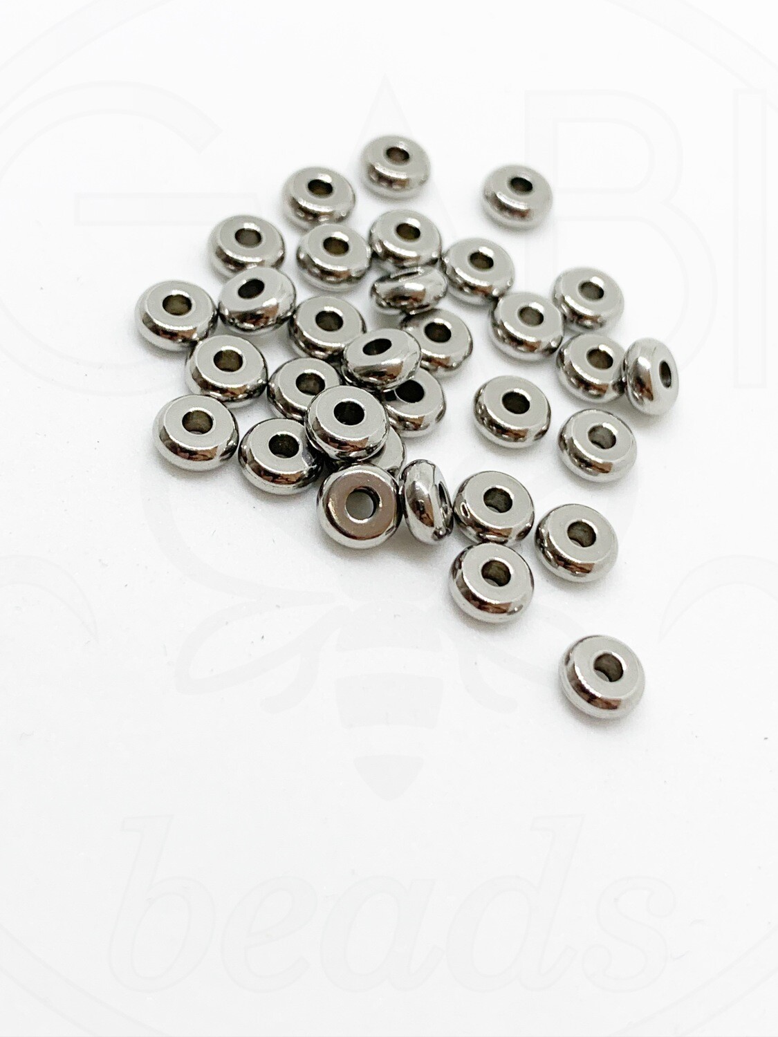 Nerūdijančio plieno intarpai, plieno spalvos, 5x2mm, 12vnt