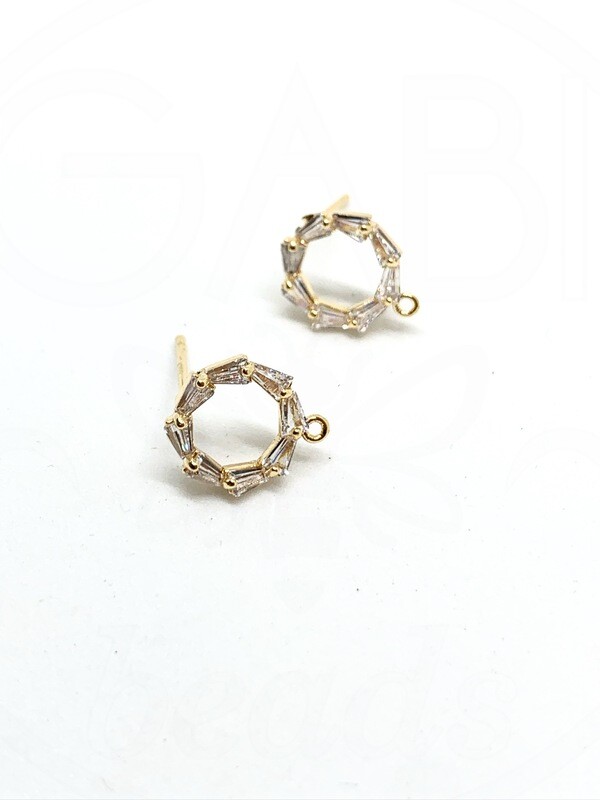 Nerūdijančio plieno auskarų ruošinys su cirkonio akutėmis, 12x10.5mm, 1 pora