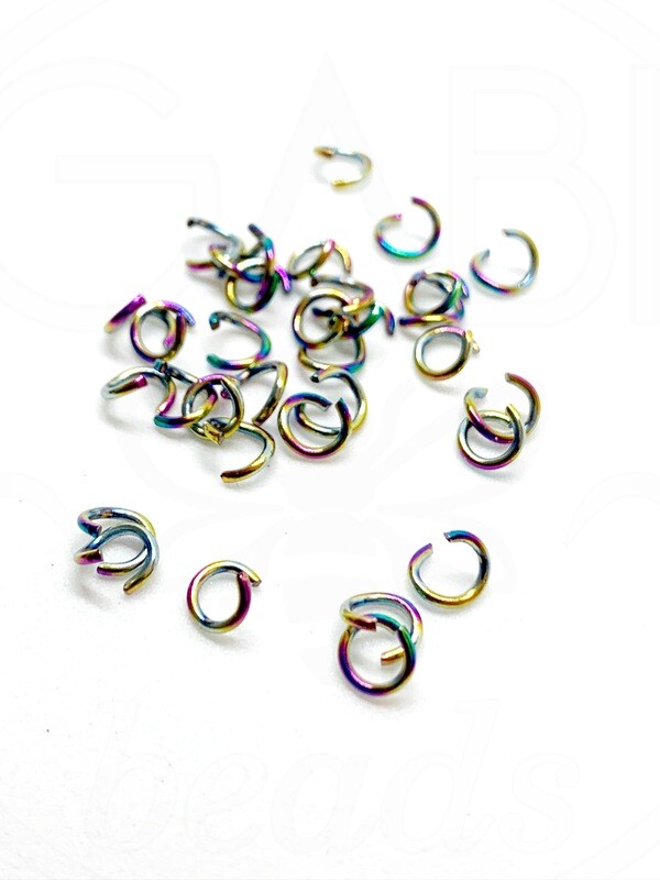 Nerūdijančio plieno žiedeliai, chameleoninės spalvos 5mm, 10 vnt