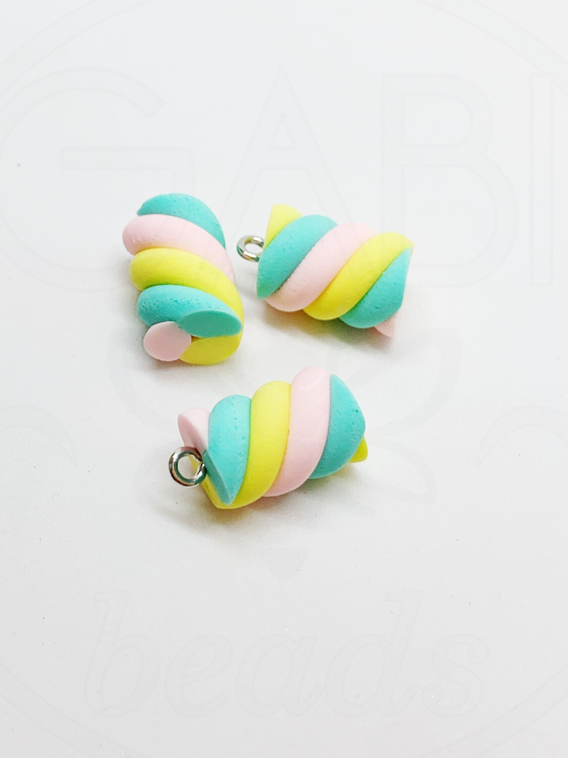 Polimerinio molio pakabukas, zefyras, baltos, rožinės, geltonos. žalios spalvos, 17~19x9~10x9~10mm,  1vnt