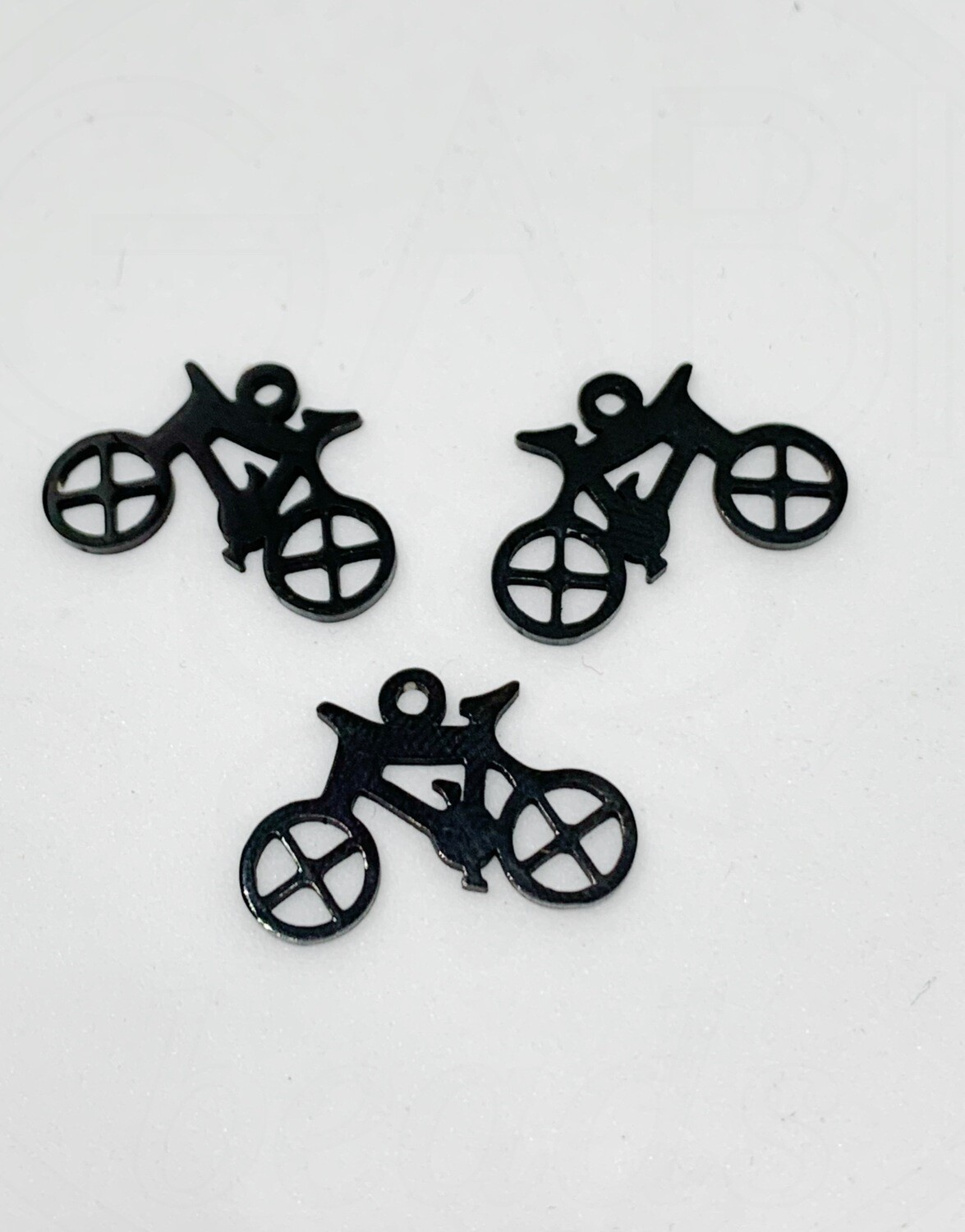 Nerūdijančio plieno pakabukas &quot;Dviratis&quot;, juodos spalvos 12x18x1mm, 1 vnt