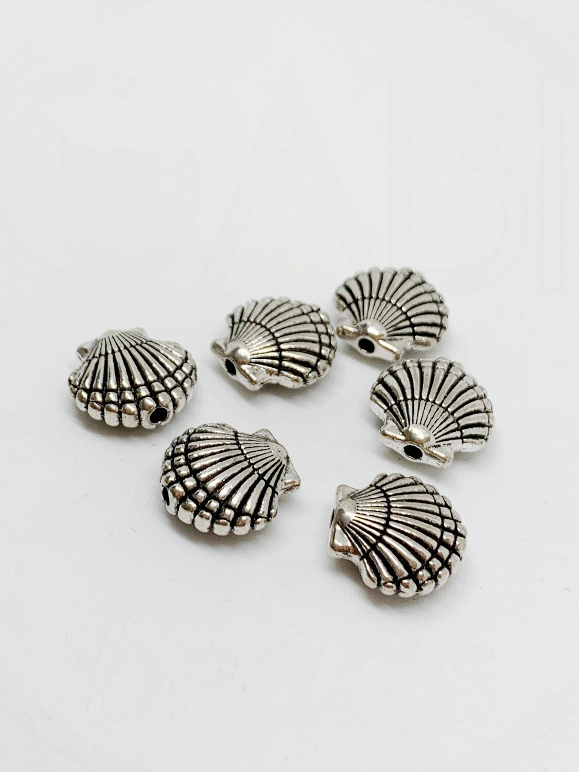 Intarpai &quot;Kriauklė&quot;, sidabro spalvos, 14x14,5x6,5mm, 3vnt