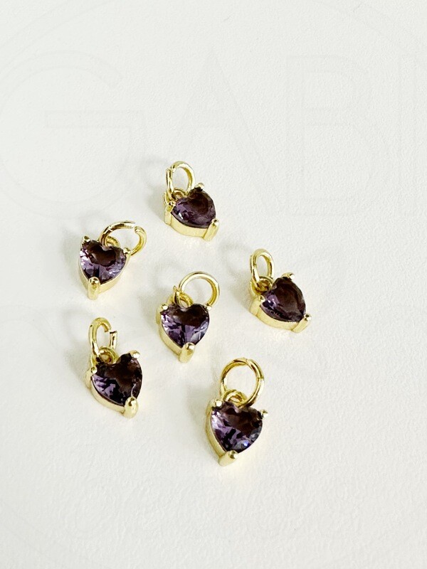 Nerūdijančio plieno pakabukas su cirkonio akutėmis, aukso, violetinės spalvos, 8x5mm, 2 vnt