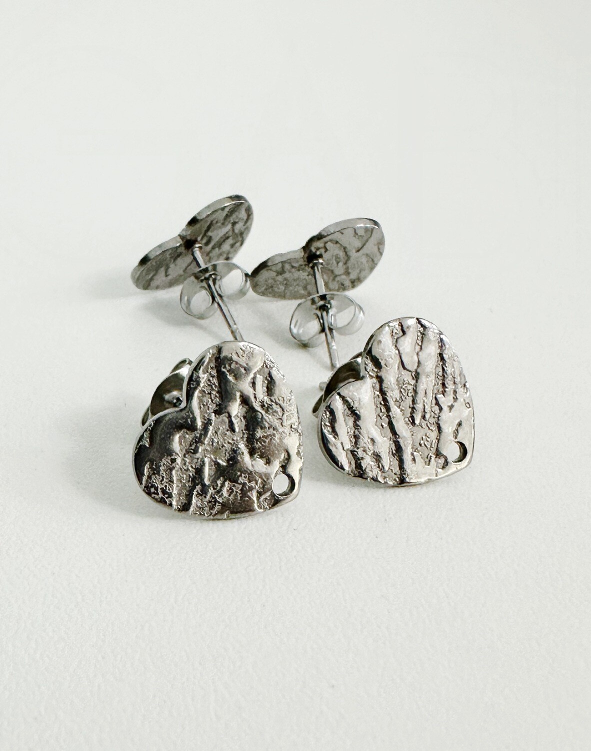 Nerūdijančio plieno auskarų ruošinys, plieno spalvos 12x13mm, 1 pora