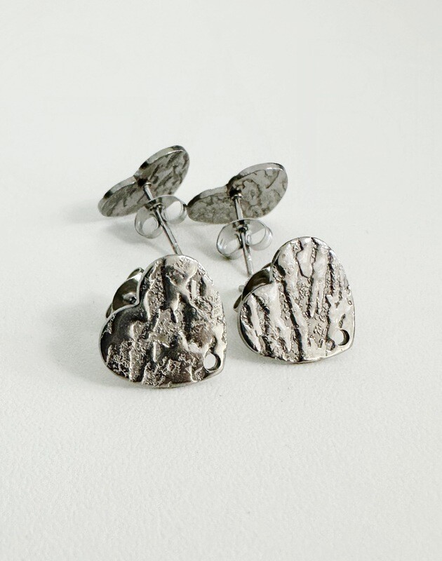 Nerūdijančio plieno auskarų ruošinys, plieno spalvos 12x13mm, 1 pora