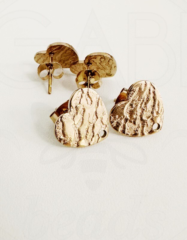 Nerūdijančio plieno auskarų ruošinys, Rose gold spalvos 12x13mm, 1 pora