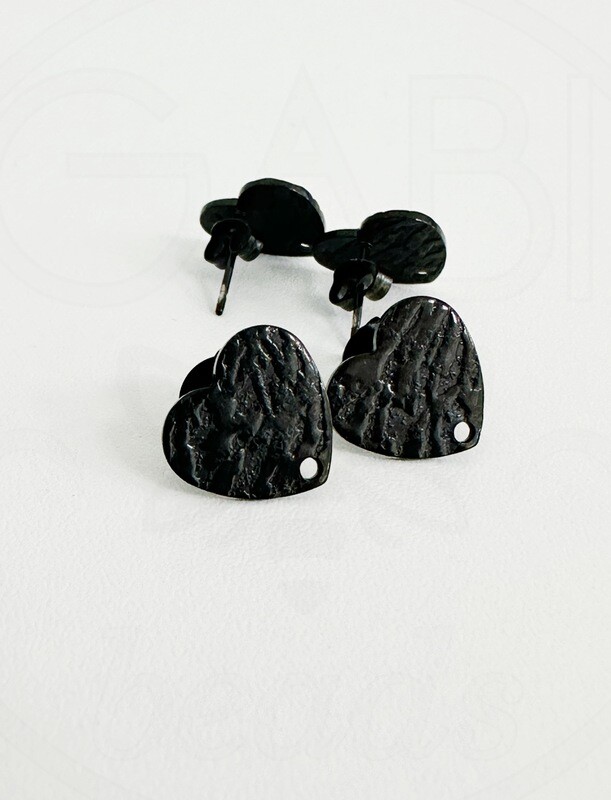 Nerūdijančio plieno auskarų ruošinys, juodos spalvos 12x13mm, 1 pora