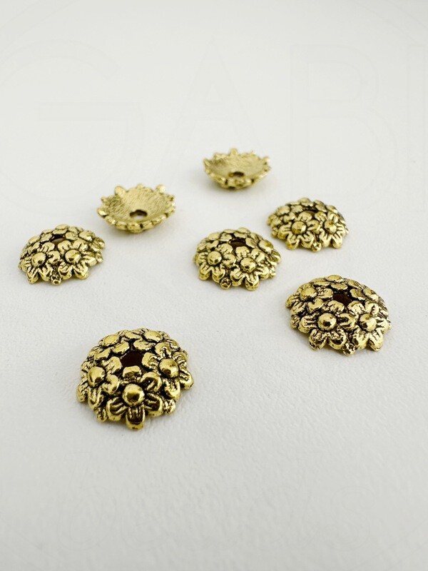 Kepurėlės, perveriamos, aukso spalvos, 11x3,5mm, 12vnt