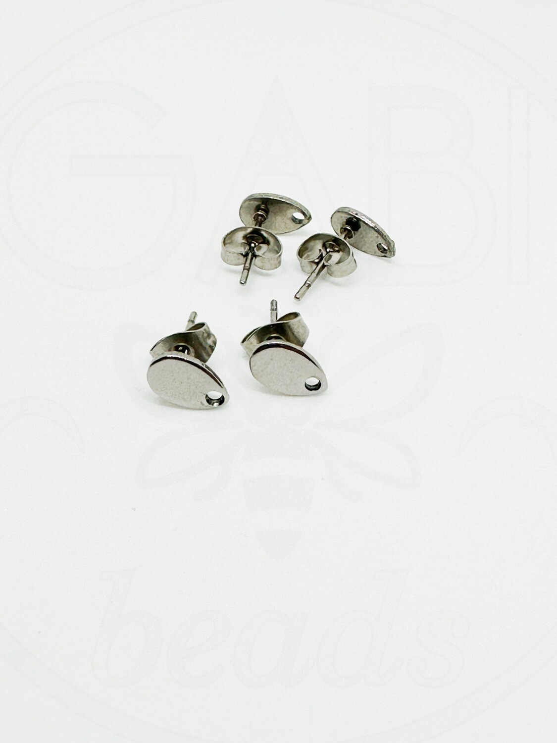 Nerūdijančio plieno auskarų ruošinys, plieno spalvos 5x8mm, 1 pora