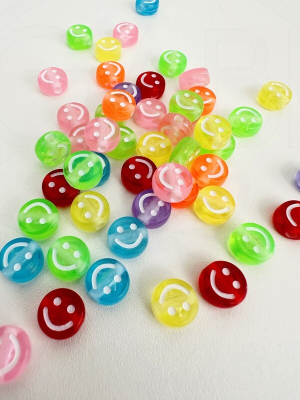 Plastikiniai karoliukai, &quot;SMILE&quot;,  10x5mm, mix spalvos, 20vnt