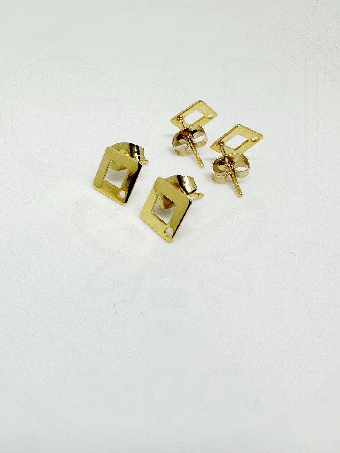 Nerūdijančio plieno auskarų ruošinys, aukso spalvos 9.5x9.5mm, 1 pora