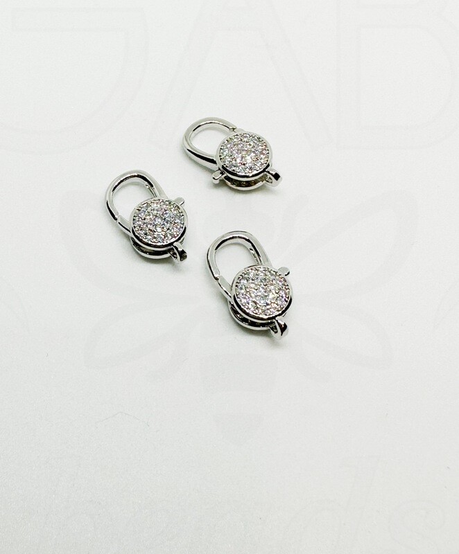 Nerūdijančio plieno užsegimas su cirkonio akutėmis, plieno spalvos 15x10x4mm, 1 vnt