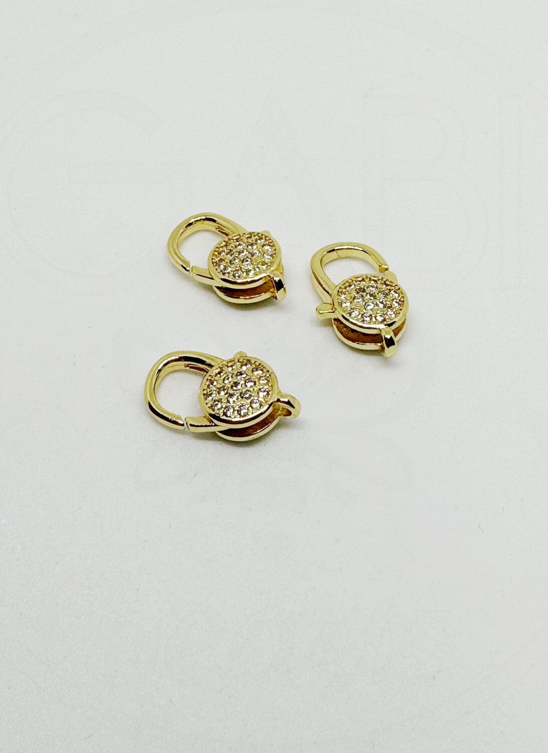 Nerūdijančio plieno užsegimas su cirkonio akutėmis, aukso spalvos 15x10x4mm, 1 vnt