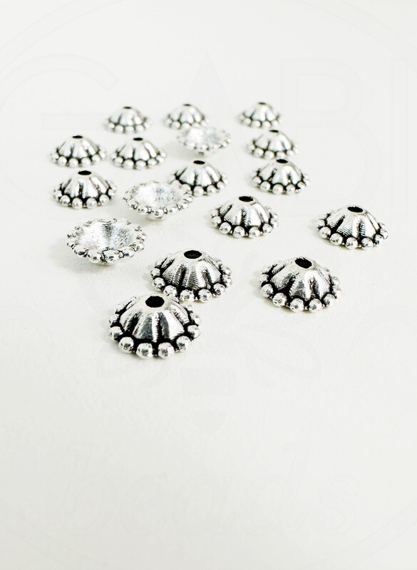 Kepurėlės, perveriamos, plieno spalvos, 8x4x2mm, 25vnt