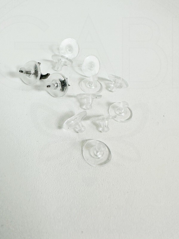 Silikoniniai auskarų užsegimai, skaidrios spalvos, 6x10mm, 50vnt