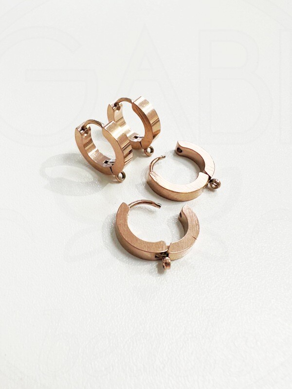 Nerūdijančio plieno auskarų ruošinys, Rose gold spalvos, 15,5x14x3mm, 1 pora