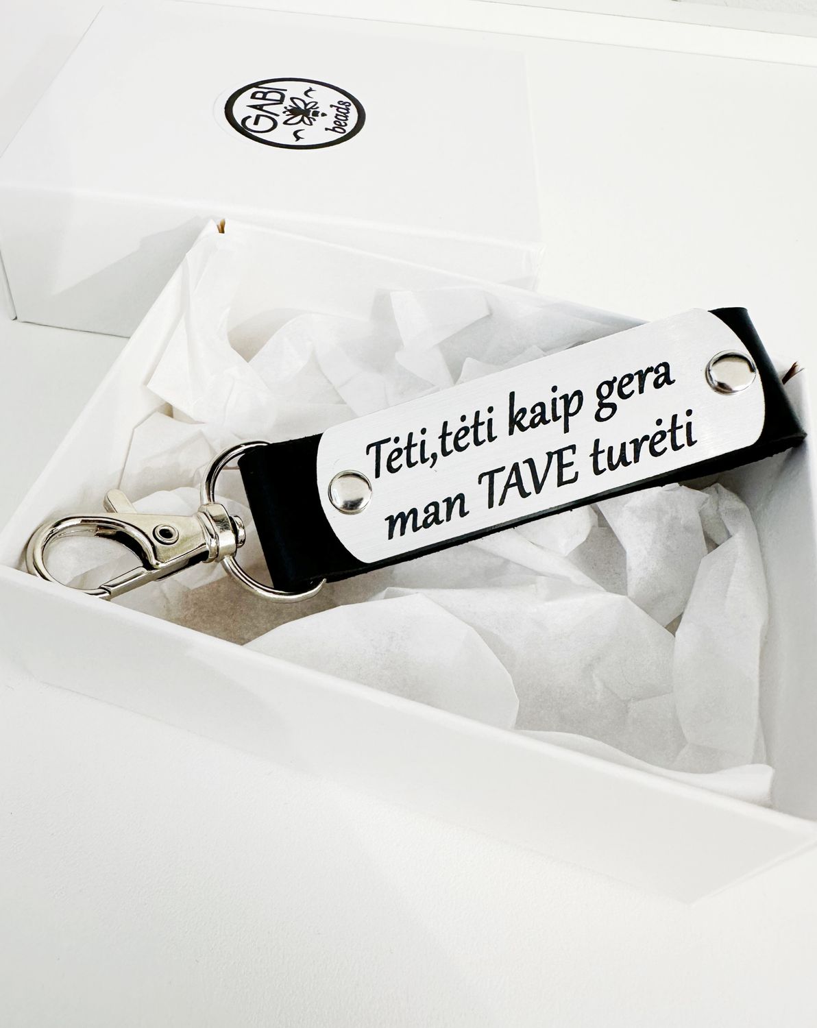Odinis raktų pakabukas &quot;Tėti, tėti, kaip gera man Tave turėti&quot;