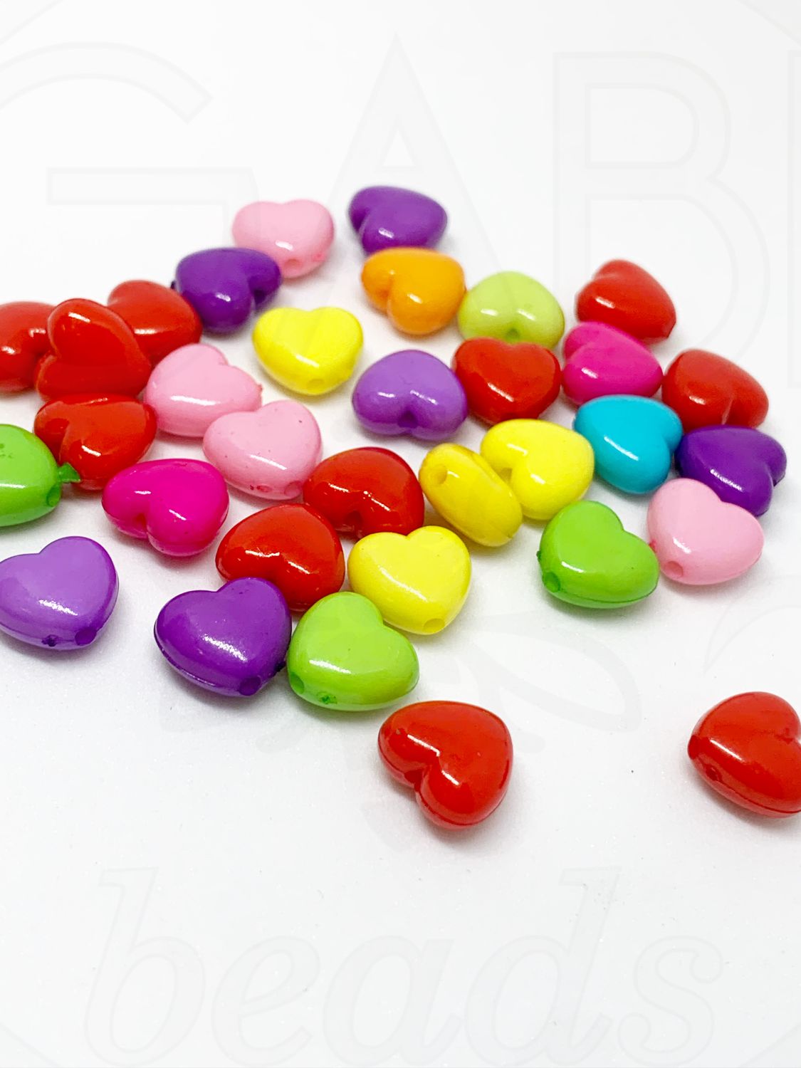 Plastikiniai karoliukai Širdelės, mix spalvos 20vnt.