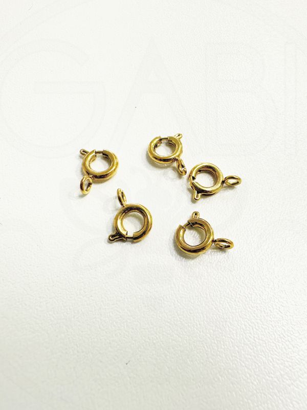 Nerūdijančio plieno užsegimai, aukso spalvos 6x1.6mm, 2 vnt