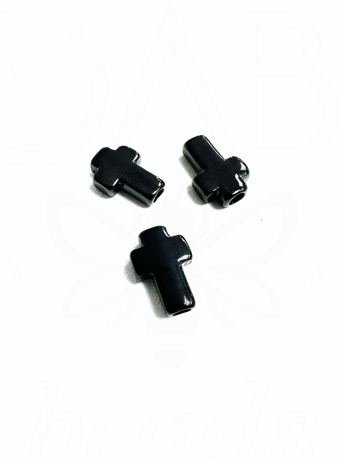 Nerūdijančio plieno intarpas &quot;Kryžius&quot;, juodos spalvos, 14x10x4mm, 1vnt