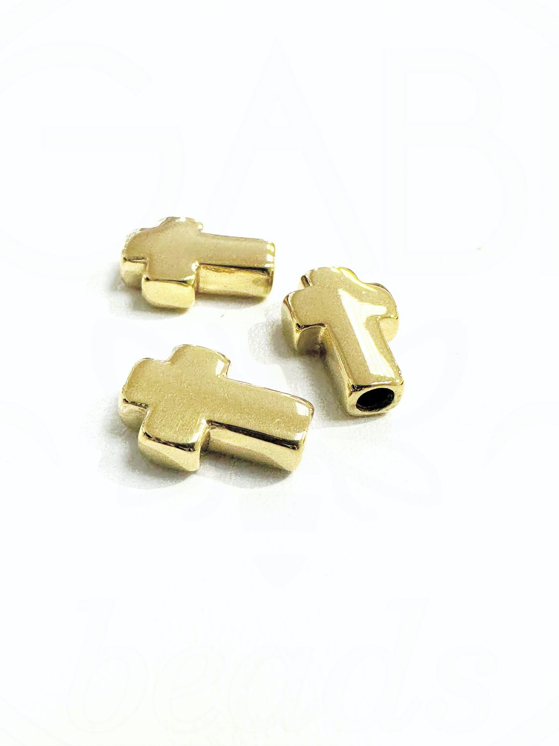 Nerūdijančio plieno intarpas &quot;Kryžius&quot;, aukso spalvos, 14x10x4mm, 1vnt