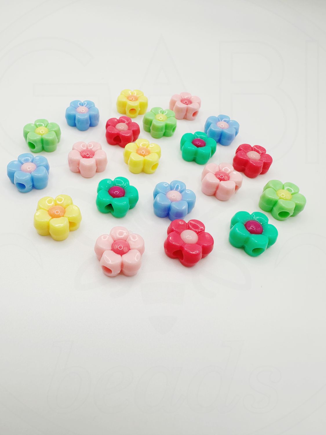 Plastikiniai karoliukai &quot;Gėlytės&quot;, mix spalvos,  30vnt