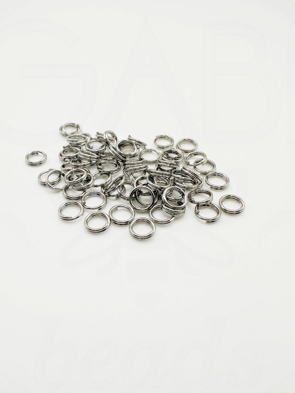 Dvigubi nerūdijančio plieno žiedeliai, plieno spalvos 6x1mm, 40vnt