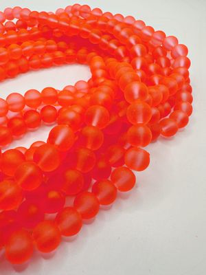 Stiklo karoliukai,  oranžinės spalvos , 8mm 78cm juosta