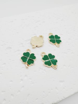 Pakabukas DOBILAS dengtas emale, aukso, žalios spalvos 19x12x2mm, 4vnt