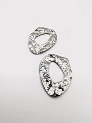 Nerūdijančio plieno pakabukas, plieno spalvos 32x24x1.5~2mm, 1 vnt