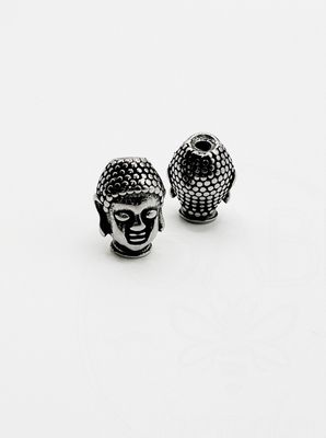 Nerūdijančio plieno intarpas &quot;Buda&quot;, plieno spalvos, 14x10x10mm, 1vnt