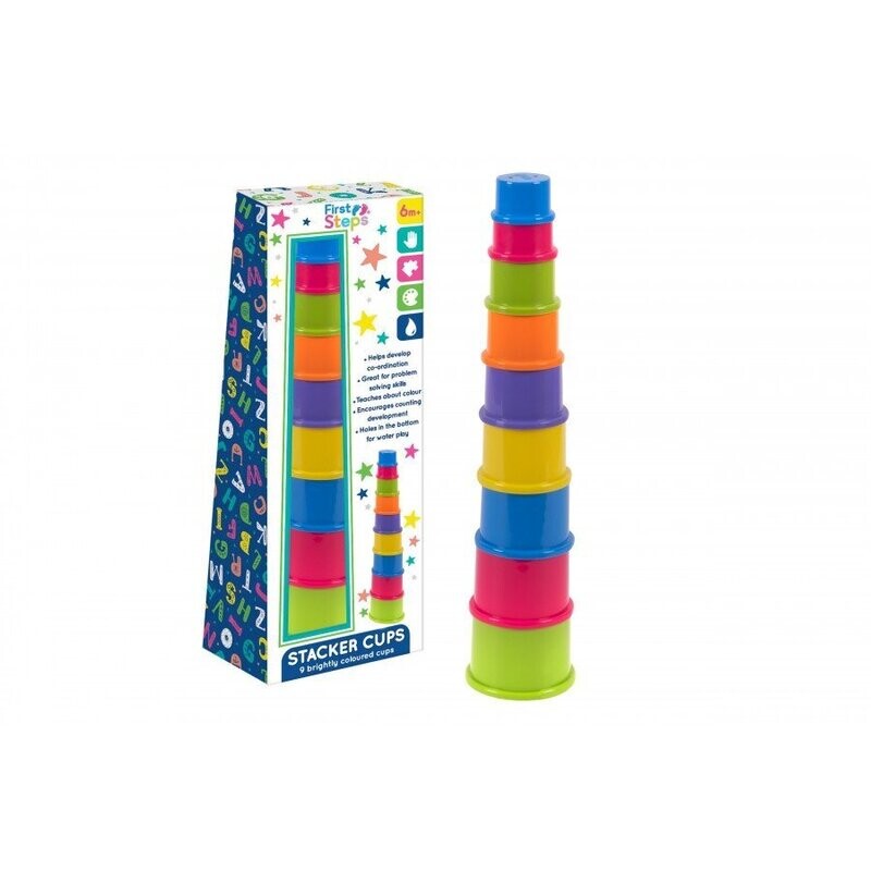 Set of 9 Coloured Stacking Cups