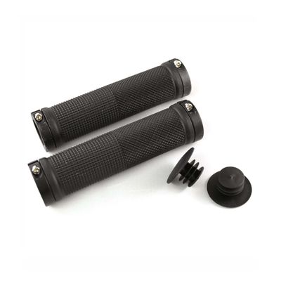 CLARKS VICE LOCK-ON HANDLEBAR GRIP BLACK WITH BLACK ANODISED END