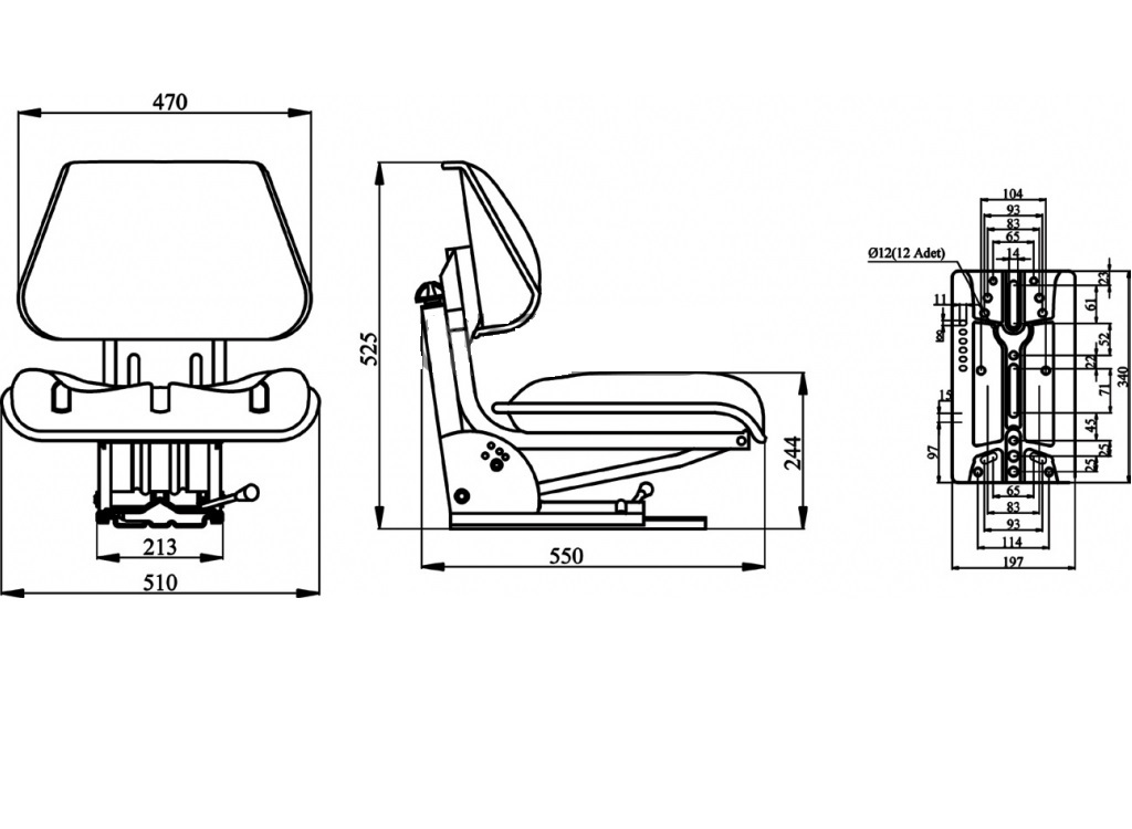 SEDILE PER TRATTORE A INCLINAZIONE VARIABILE