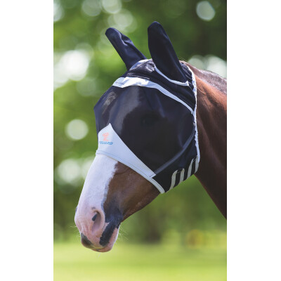 Shires FlyGuard Pro Fine Mesh Black Fly Mask With Ears
