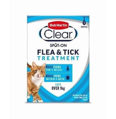 BM Clear Flea Clear Spot On for Cats (3 Pipettes)