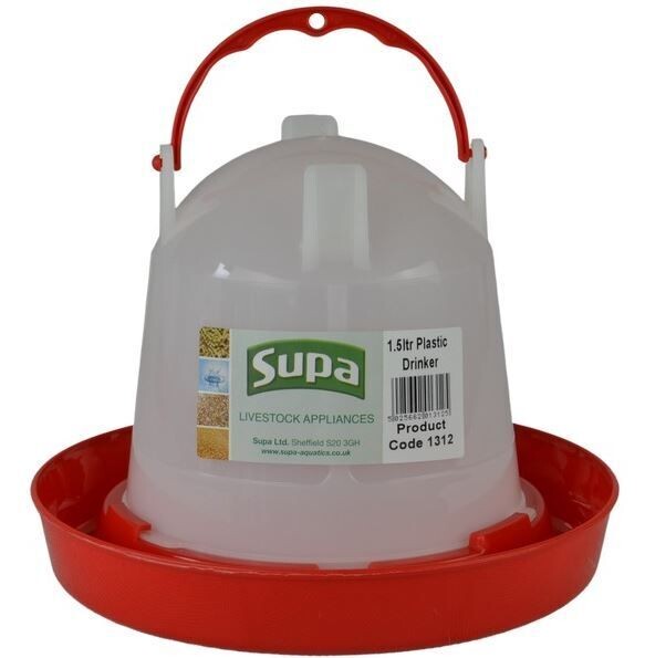 Supa Red and White Plastic Poultry Drinker