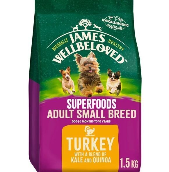 James Wellbeloved Superfood Adult Samll Breed Turkey,Kale and Quinoa 1.5kg