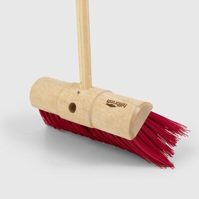 Hillbrush Industrial Stiff Yard Broom PVC with Handle Red