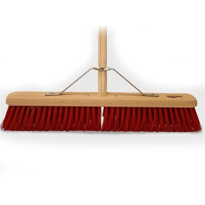 Hillbrush Industrial Medium Platform Broom PVC with Handle Red