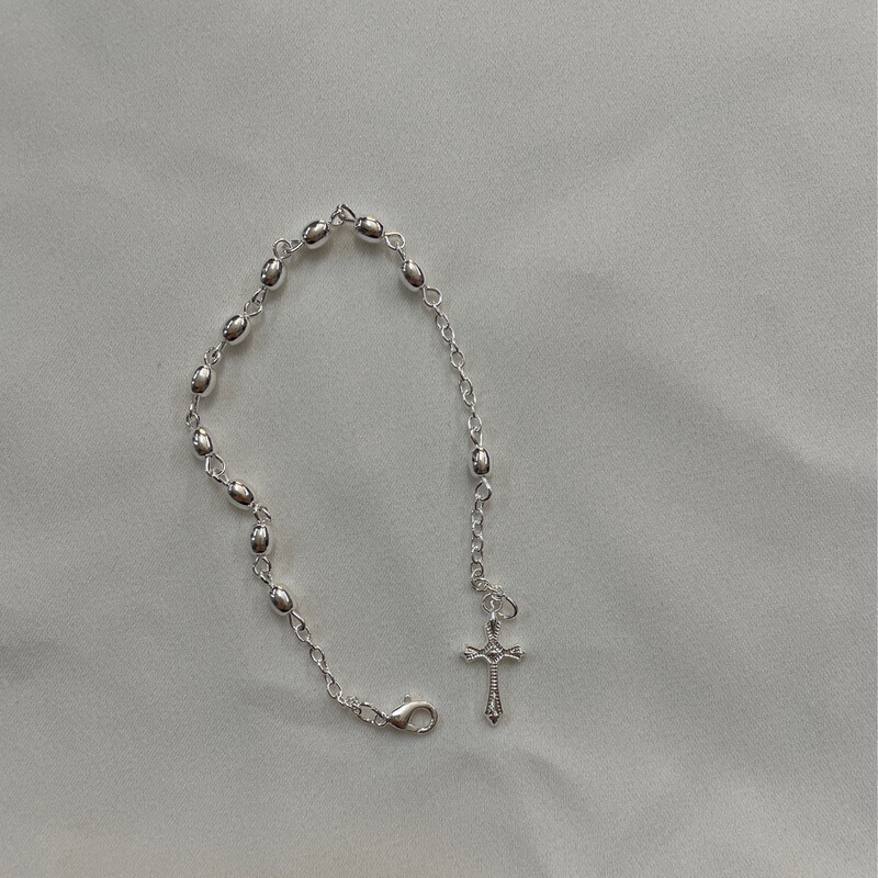 Bracciale argentato grano ovale